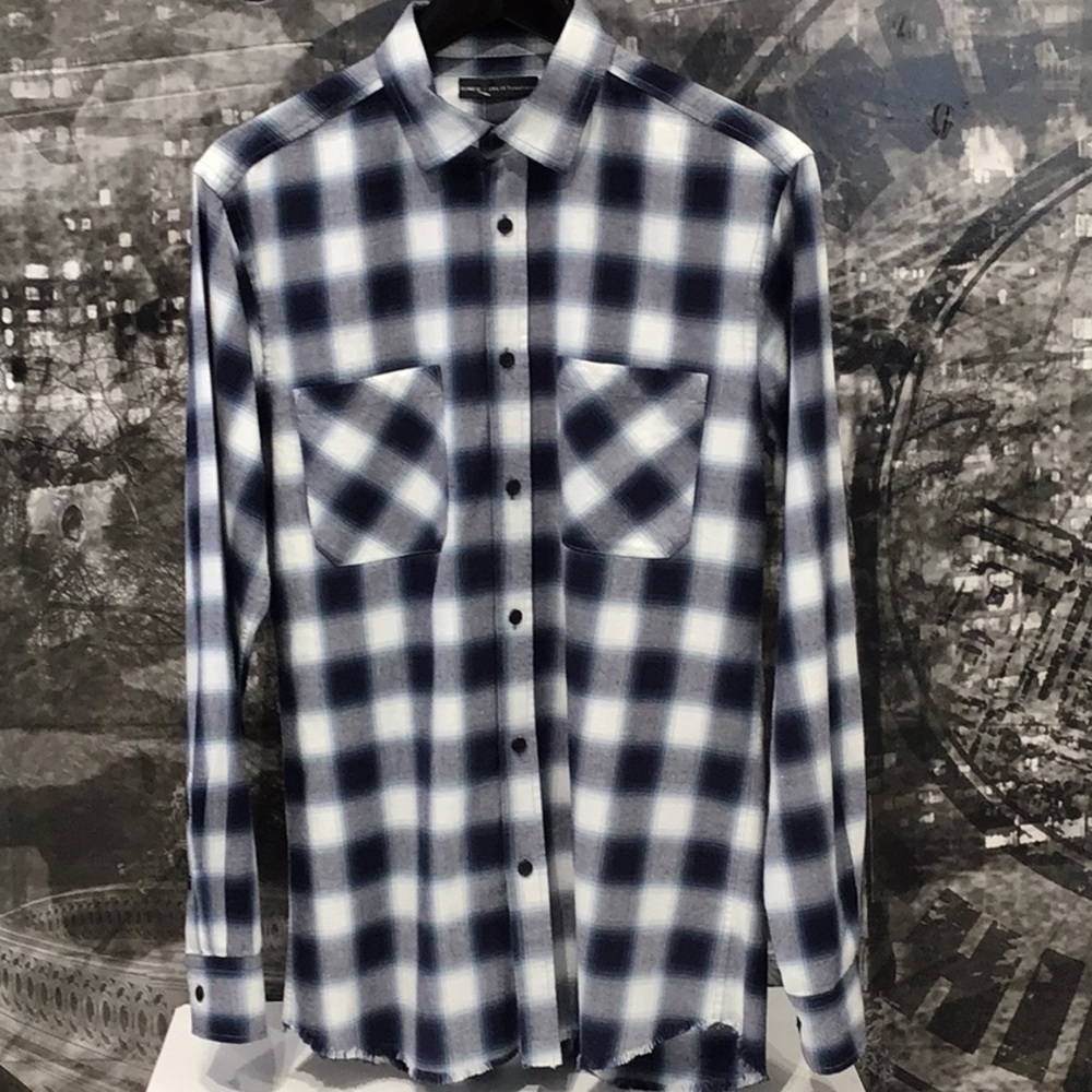 Romeo+Juliet Couture Ombré lines Plaid Button Down Shirt